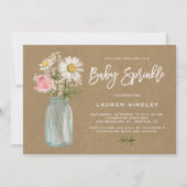 Invitation Daisy Mason Jar Kraft Papier Automne Baby Sprinkel (Devant)