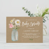 Invitation Daisy Mason Jar Kraft Papier Automne Baby Sprinkel (Debout devant)