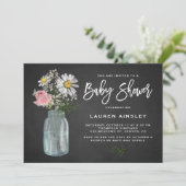 Invitation Daisy Mason Jar Rustic Chalkboard Baby shower (Debout devant)