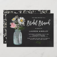 Daisy Mason Jar Rustic Chalkboard Bridal Brunch