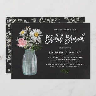 Invitation Daisy Mason Jar Rustic Chalkboard Bridal Brunch