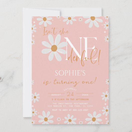 Invitation Daisy n'est-elle pas UNderful Boho Anniversaire (Devant)