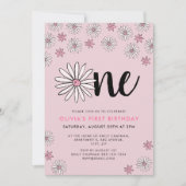 Invitation Daisy One Floral 1er Anniversaire (Devant)