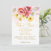 Invitation Daisy pavot bébé en fleur baby shower modèle (Debout devant)