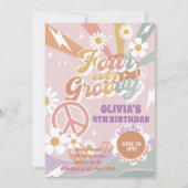 Invitation Daisy Peach Love Four Ever Super 4ème anniversaire (Devant)