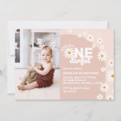 Invitation Daisy pink Miss onederful Girl 1st Birthday Photo (Devant)