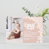 Invitation Daisy pink Miss onederful Girl 1st Birthday Photo (Debout devant)