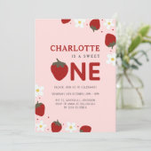 Invitation Daisy Red Strawberry 1er été Anniversaire (Debout devant)