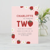 Invitation Daisy Red Strawberry 2e anniversaire d'été (Debout devant)