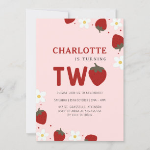 Invitation Daisy Red Strawberry 2e anniversaire d'été