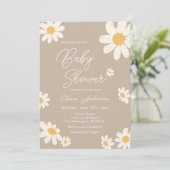 Invitation Daisy Retro Boho Baby Douche (Debout devant)
