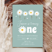Invitation Daisy Retro Boho Party Dusty Blue Premier annivers