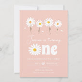 Invitation Daisy Retro Boho Party Rose Girl Premier anniversa (Devant)