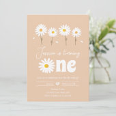 Invitation Daisy Retro Boho Party Sand Girl premier anniversa (Debout devant)
