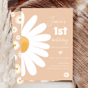 Invitation Daisy Retro Boho Party Sand Girl premier anniversa