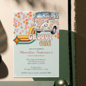 Invitation Daisy & Retro Van Floral Super Un 1er anniversaire