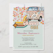 Invitation Daisy & Retro Van Floral Super Un 1er anniversaire (Devant)