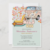 Invitation Daisy & Retro Van Floral Wild Un 1er anniversaire (Devant)