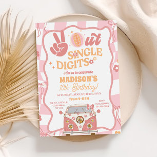 Invitation Daisy & Retro Van Pastel fête d'anniversaire Super