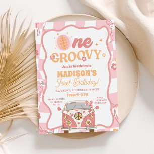 Invitation Daisy & Retro Van Pastel Un 1er anniversaire Super