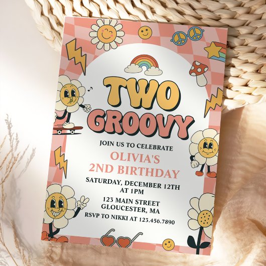 Invitation Daisy & Retro Van Pink Deux Super 2e anniversaire