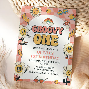 Invitation Daisy & Retro Van Pink Super 1er anniversaire