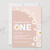 Invitation Daisy rose Boho Girl 1er anniversaire (Devant)