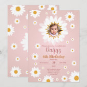 Invitation Daisy Rose N'Importe Quel Âge Anniversaire Photo I (Devant / Derrière)