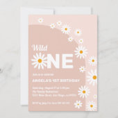 Invitation Daisy rose sauvage une fille 1er anniversaire (Devant)