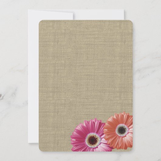 Invitation Daisy Rustic Burlap Coral et rose (Dos)