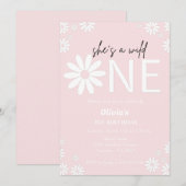 Invitation Daisy sauvage une fête bohème premier anniversaire (Devant / Derrière)