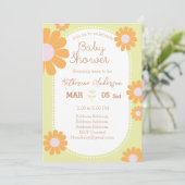 Invitation Daisy Simple Baby shower Pastel Green (Debout devant)