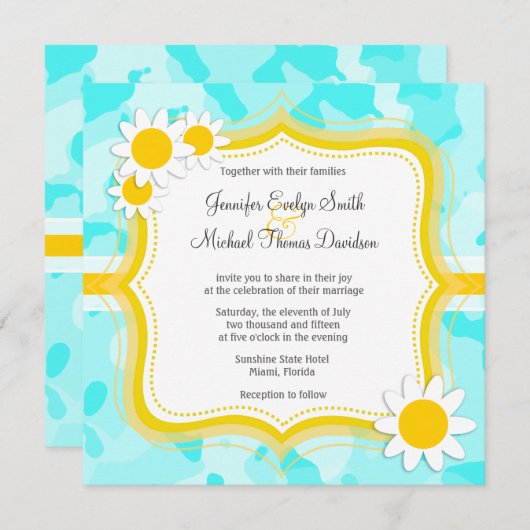 Invitation Daisy sur Camo Celeste ; Camouflage (Devant / Derrière)