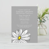 Invitation Daisy tendance avec fête d'anniversaire gris jaune (Debout devant)