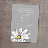 Invitation Daisy tendance avec fête d'anniversaire gris jaune