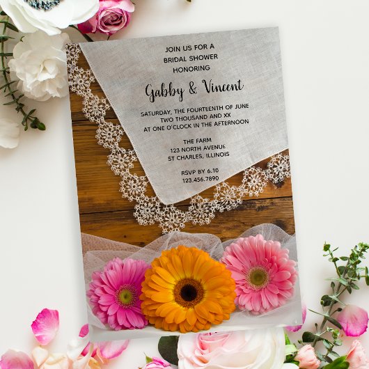 Invitation Daisy Trio et Lace Country Barn Fête des mariées