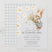 Invitation Daisy Un lapin est en train de tourner une Pâques (Devant / Derrière)