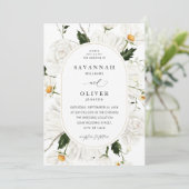 Invitation Daisy White Floral Mariage V3 (Debout devant)