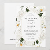 Invitation Daisy White Floral Mariage V3 (Devant / Derrière)