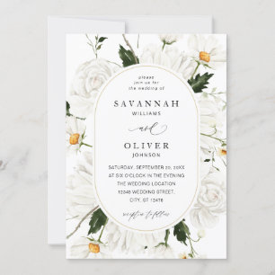 Invitation Daisy White Floral Mariage V3