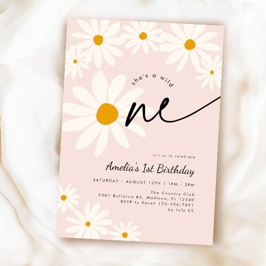 Invitation Daisy Wild One 1er Anniversaire