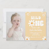 Invitation Daisy Wild One 1er anniversaire fête Boho Photo (Devant)