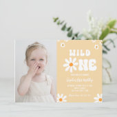 Invitation Daisy Wild One 1er anniversaire fête Boho Photo (Debout devant)