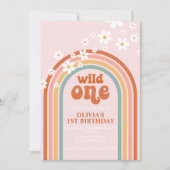 Invitation Daisy Wild One boho floral arc-en-ciel premier ann (Devant)