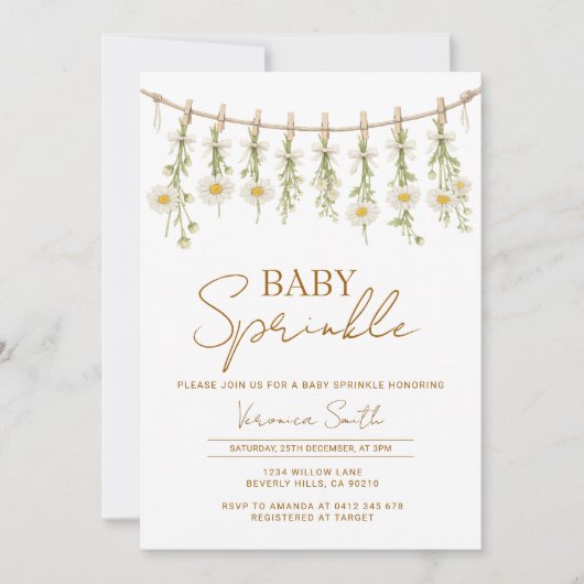 Invitation DaisyLittle Wildflower Floral Baby Sprinkle Invite (Devant)