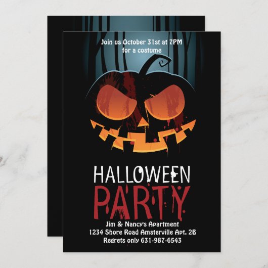Invitation d'alerte de Halloween (Devant / Derrière)
