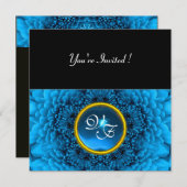 Invitation DALHIA BLEU, SAPHIR, noir jaune vif (Devant / Derrière)