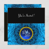 Invitation DALHIA BLEU, SAPPHIR, noir jaune brillant (Devant / Derrière)