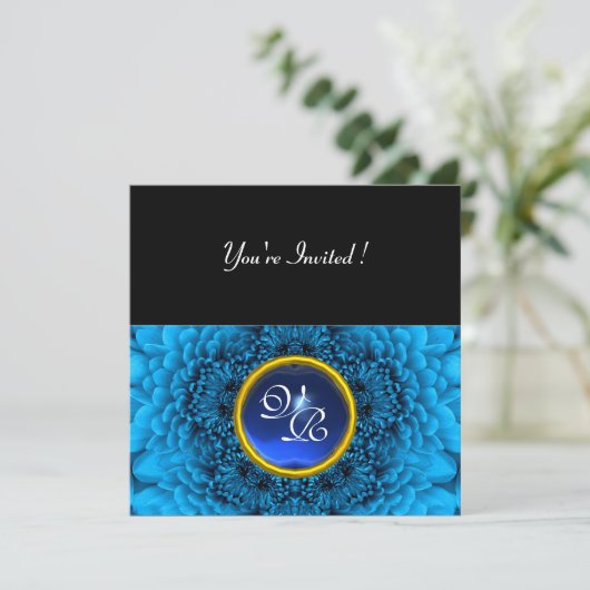 Invitation DALHIA BLEU, SAPPHIR, noir jaune brillant (Debout devant)