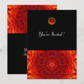 Invitation DALHIA ROUGE, RUBIS, noir brillant (Devant / Derrière)